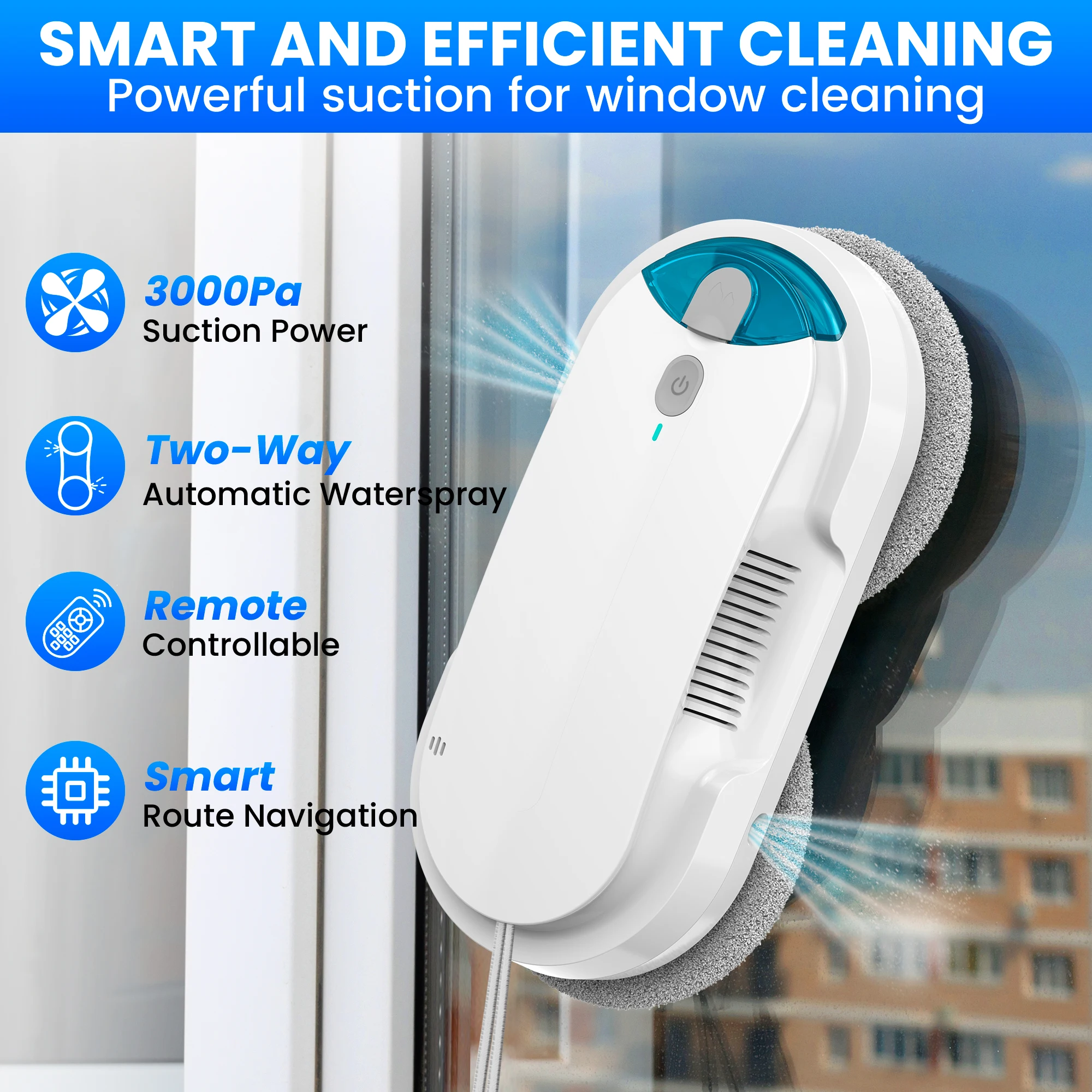 W1 Window Cleaning Robot with Automatic Water Spraying Function