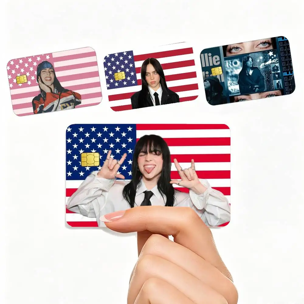 

WILDFLOWER band B-Billie E-Eilish 4pcs 1Set Card Stickers Small Waterproof Chip 4PCS Card Sticker Anti-Scratch