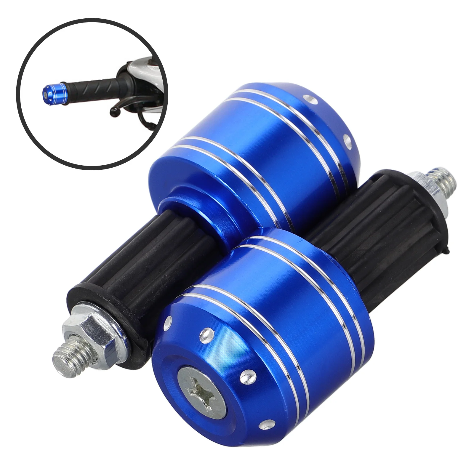 

2Pcs Motorcycle Handlebar End Plugs Aluminum Alloy Anti-Vibration Bar Ends White Dot Stripe Off-Road Dirt Bike Handlebar