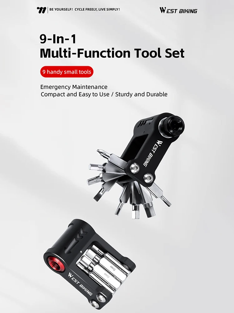 AliExpress West Biking WEST BIKING Bike Repair Tool 9-In-1 Multifunctional Bicycle Tools Wrench Kit CO2 Injector Portable Allen Keys Set Bike Toolkit