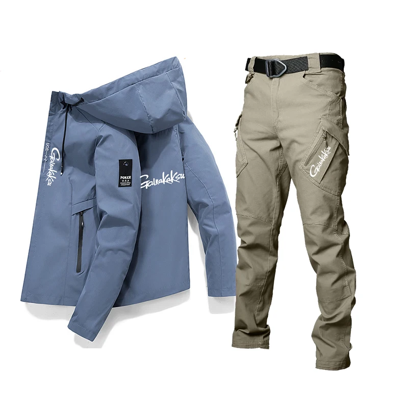 Primavera estate Outdoor sport abbigliamento impermeabile set da pesca abbigliamento giacca pantaloni protezione solare Casual camicie solide