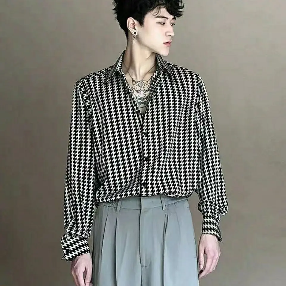 2026 Spring Summer New Arrival Men's Long Sleeve Stripe Top Retro Casual Korean Style Trendy Versatile Shirt