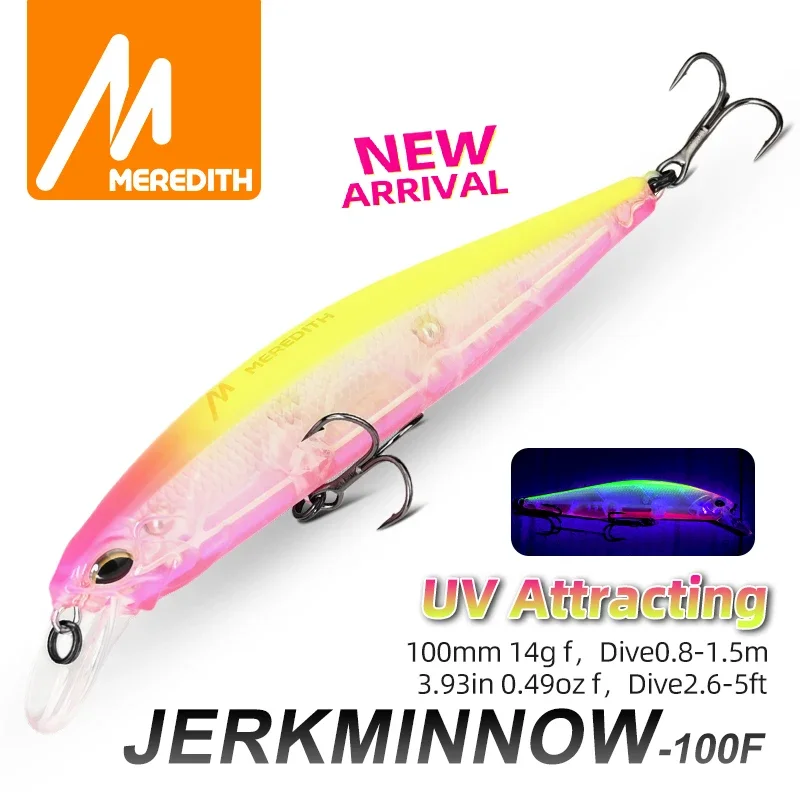 Image of MEREDITH Slow Floating Minnow Angelköder 10cm 14G Wobbler Jerkbait für Bass/Hecht Künstlicher Hartköder Angelzubehör