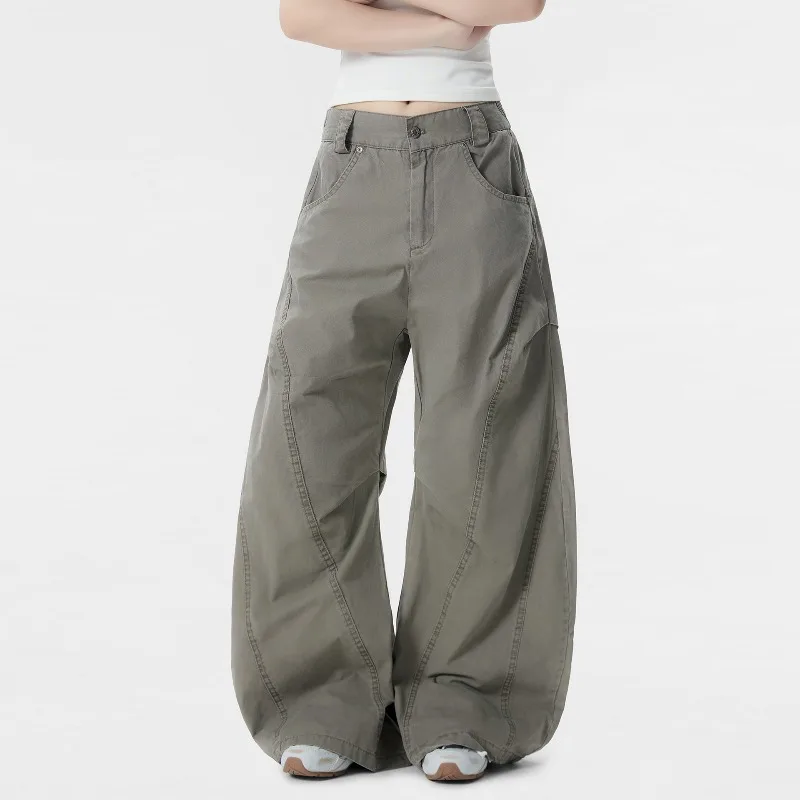 

OR FL Deconstruction of American Retro Style Curved Knife 100 Cotton Women Cargo Trousers Trendy Brand Baggy Slacks Y2k Pants