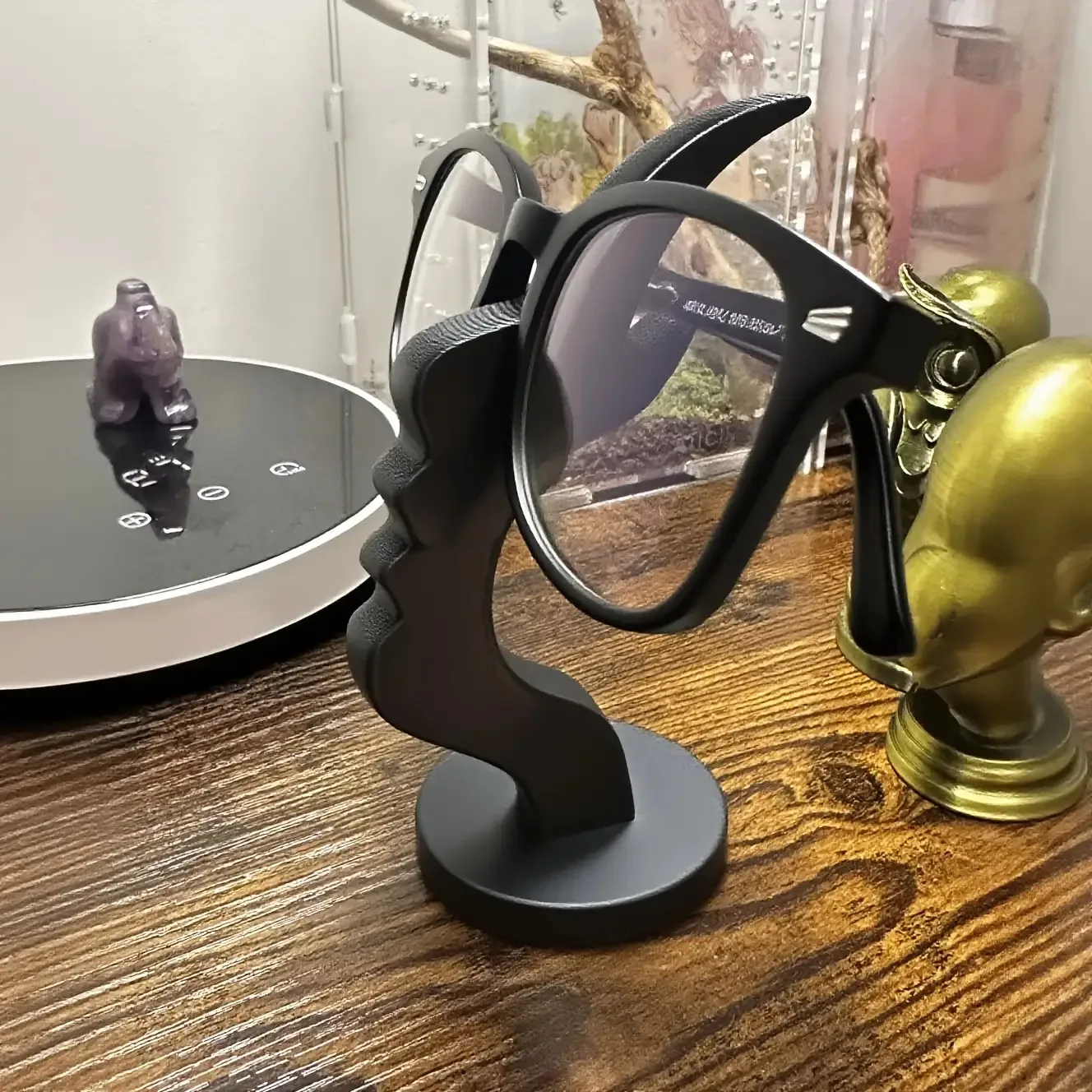 1 Pc Human Face Eyeglass Holder Stand Secure & Artistic Storage Solution Elevate Desk or Nightstand Decor Practical Minimalist