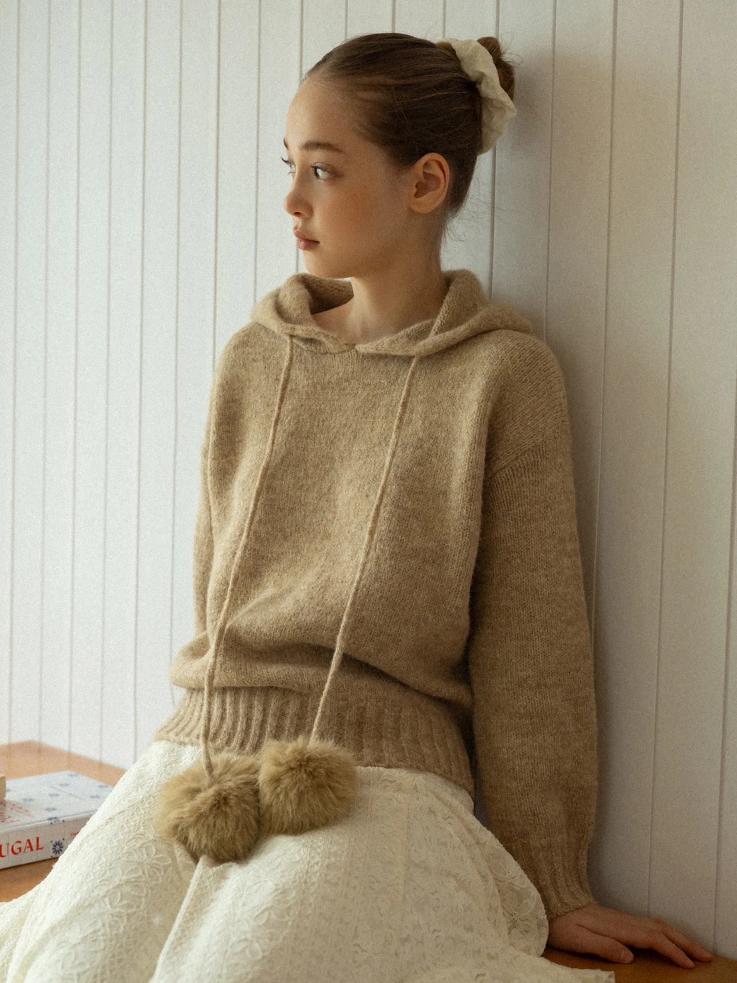 

Женский вязаный свитер-худи EGGKA: мягкий, уютный, повседневный, модный, с длинным рукавом, термотоп с дизайнерским узором в виде шариков