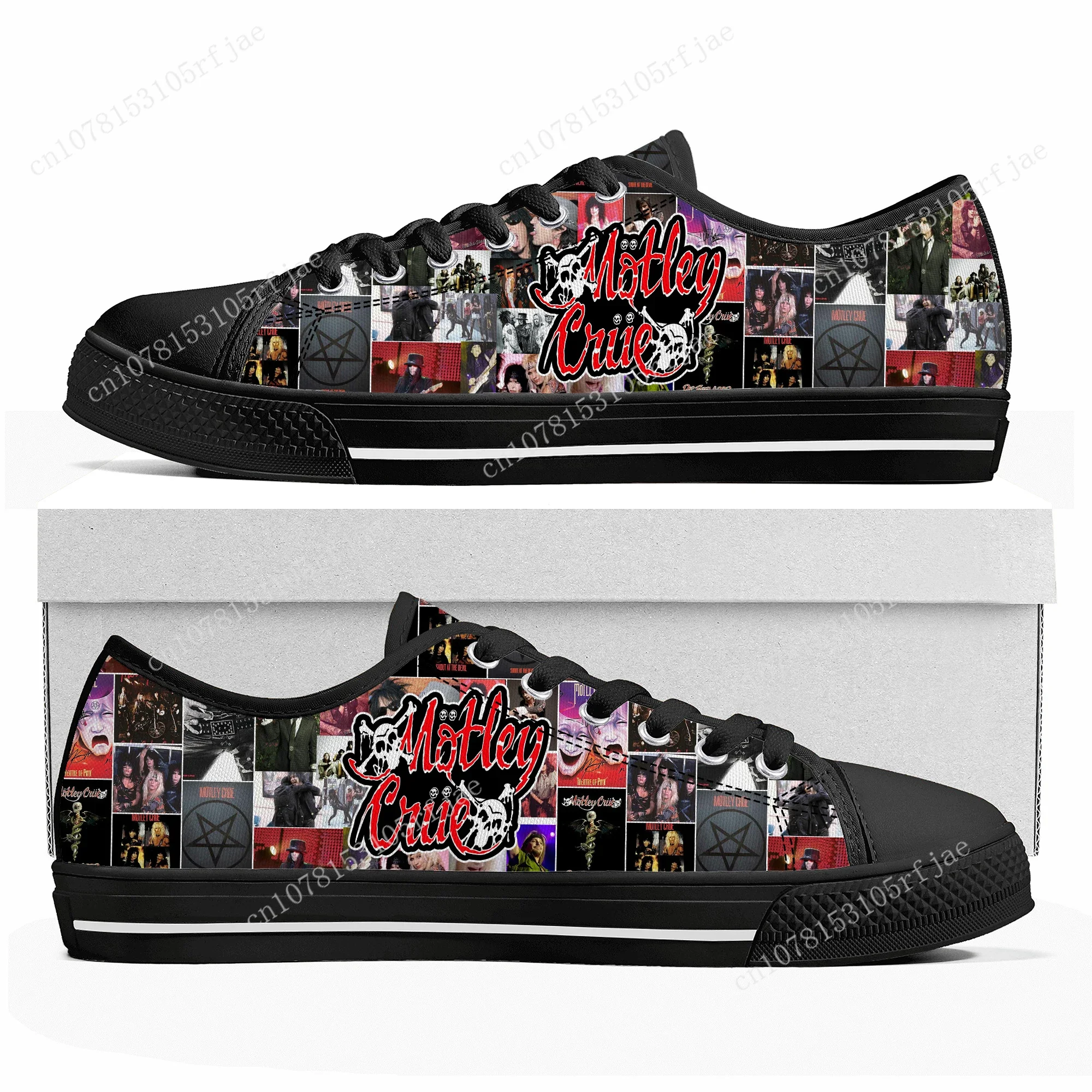 

Band 80S Metal Vintage Custom Low Top Sneakers Womens Mens Crue Motley High Quality Shoes Casual Tailor Made Canvas Sneaker