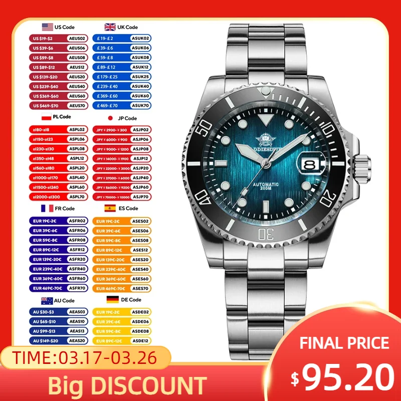 ADDIESDIVE NEW Sunburst Dial NH35 Automatic Watch 20Bar Waterproof Sapphire Glass Ceramic Bezel Men's Diving Mechanical Watches