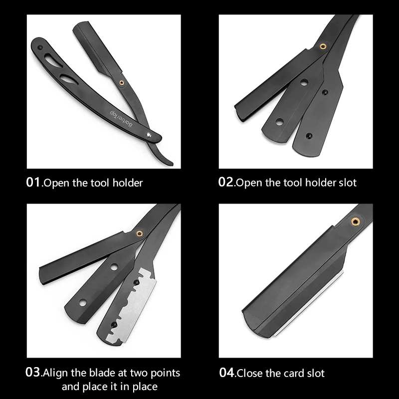 ماكينة حلاقة يدوية للرجال من Barber Shop، ماكينة حلاقة بحافة مستقيمة قابلة للطي، ماكينة حلاقة منزلية من الفولاذ المقاوم للصدأ #5