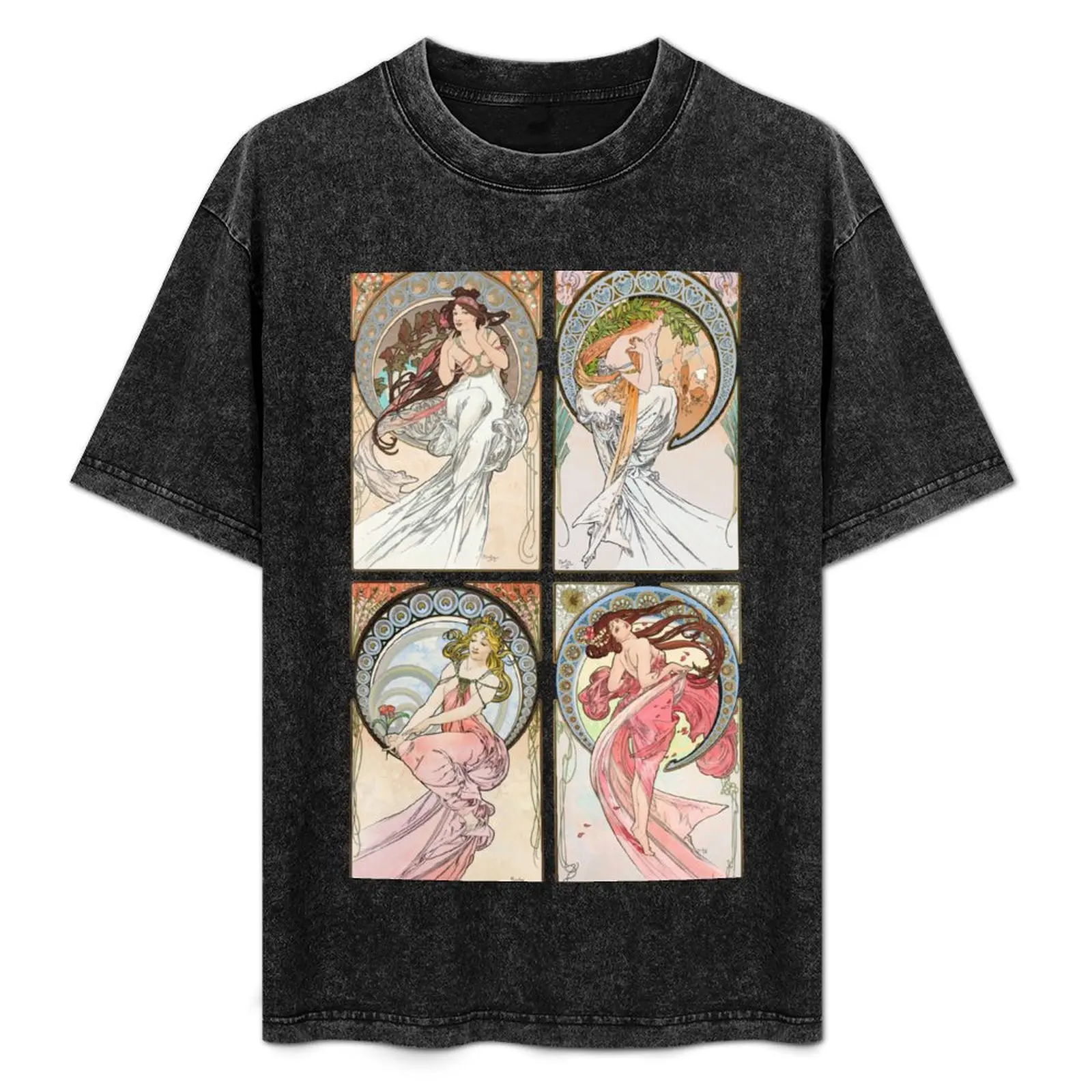 

The Arts, by Alphonse Mucha - HIGH DEFINITION T-Shirt Plus Size Summer Casual T-Shirt
