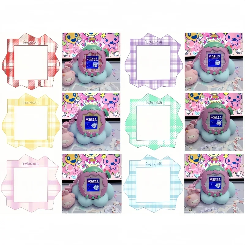 En Stock Tamagotchis Paradise Panel de papel antiadherente Chiikawa Plaid Macaron Panel de dibujos animados accesorios de máquina para mascotas