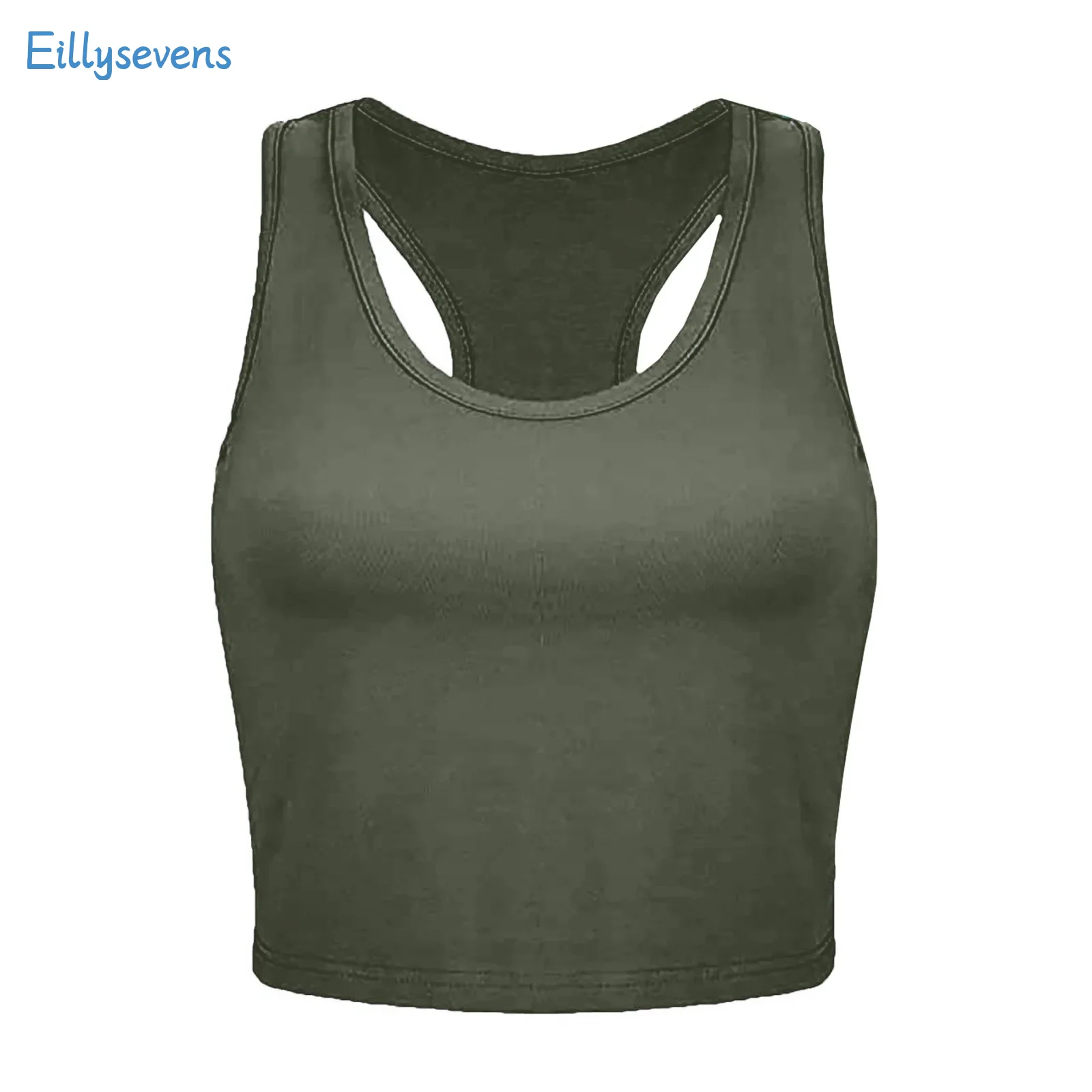 Colete casual sem costas em forma de U para mulheres, tops esportivos simples, gola redonda, colete apertado, diário, clássico, sólido, verão, novo