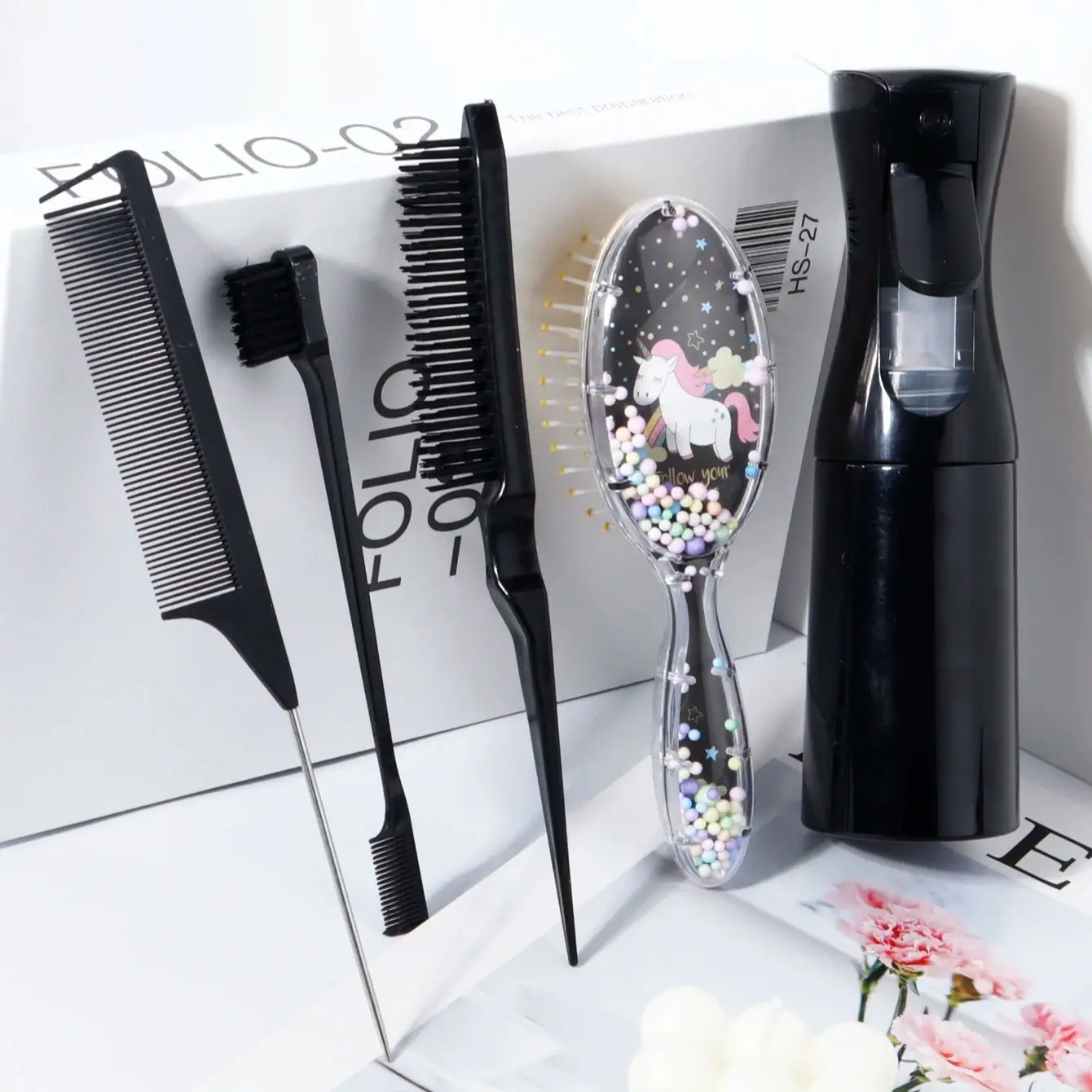 5-قطعة/مجموعة فرشاة مشط الكرتون البيضاوي وسادة هوائية مشط أداة تصفيف الشعر مجموعة مشط، خاصة للشعر المستعار الحقيقي #5