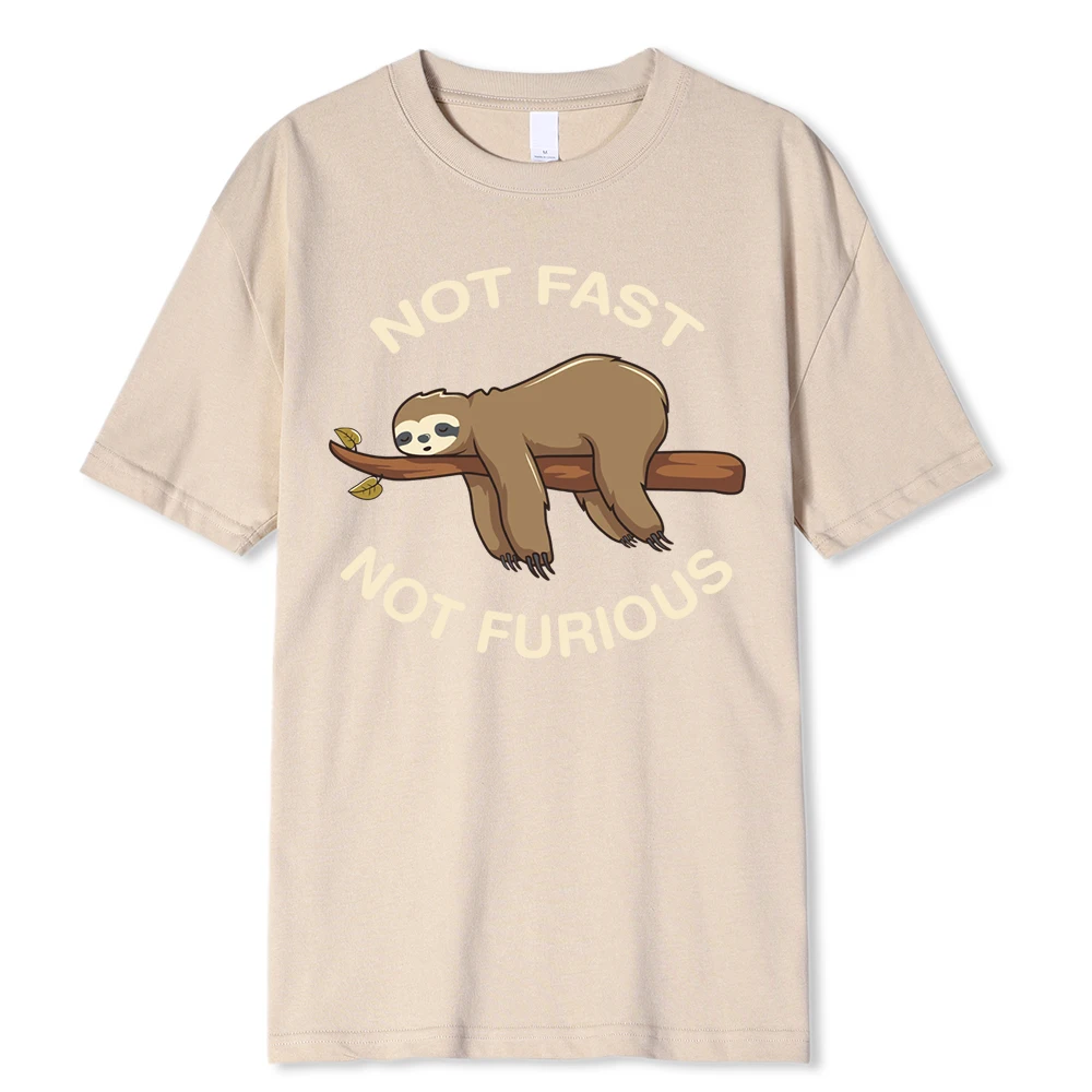 Not Fast Not Furious Sloth Sleeps Hanging From Branches T-Shirt Men Fashion Cotton Tee Clothes Soft T-Shirts Hip Hop Casual Tops