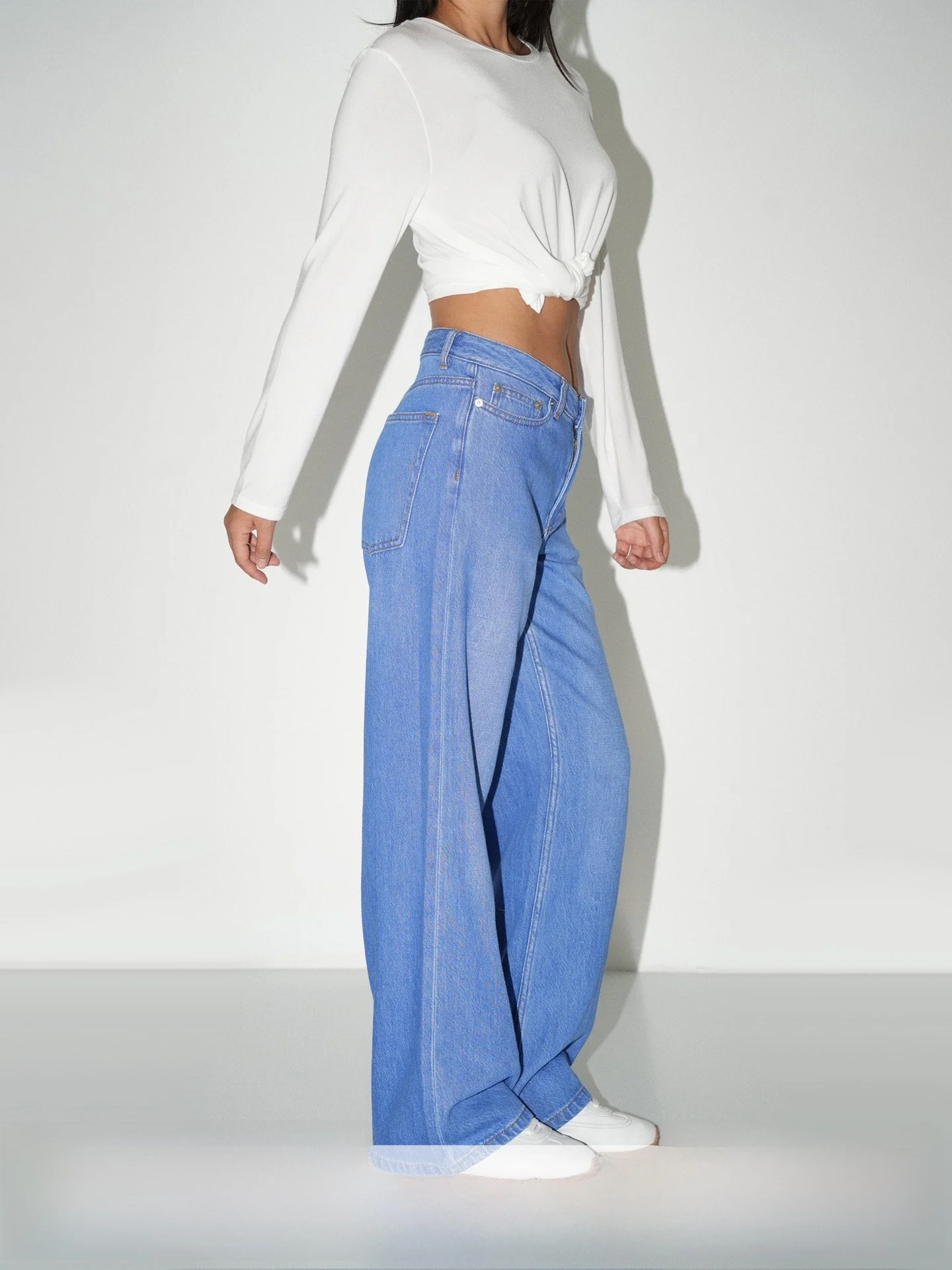 

WellD Straight Leg Cotton Blue Jeans Women's Fashion Casual Wide Leg Long Pants Spring Summer New Arrival