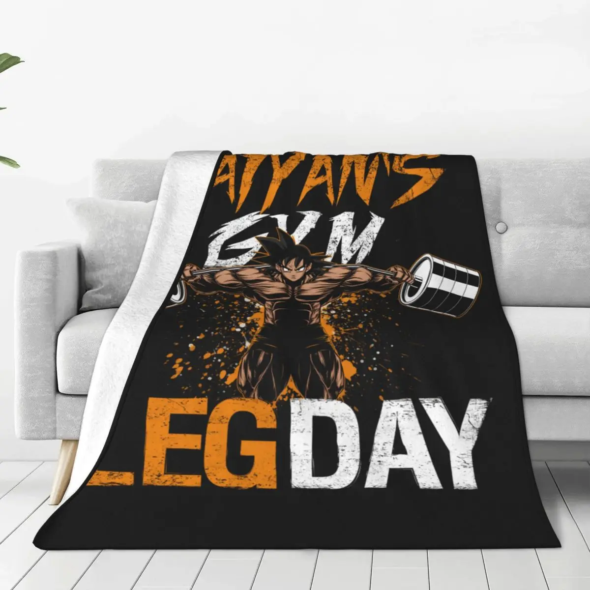 LEG DAY GYM Super Saiyan Goku GYM Lifting Weights  Dragon Ball Flannel Throw Blankets Blanket Couch Ultra-Soft Plush Thin Quilt