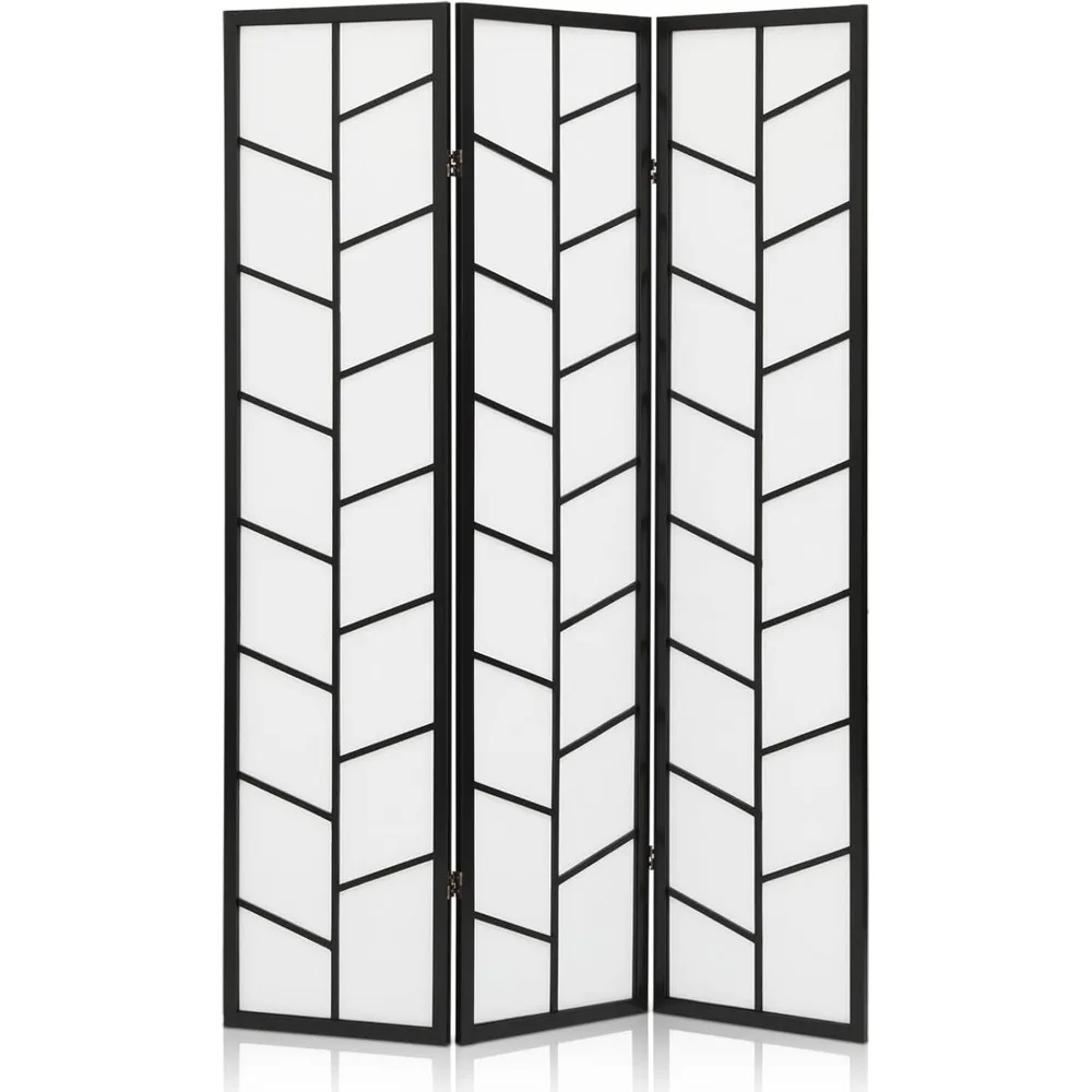 

3 Panel Room Divider, 5.7ft Rhombus Grid Partition Room Divider, Black, Screens & Room Dividers