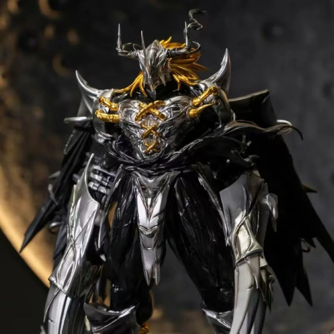 Figura de resina de Wargreymon de la serie Digimon, estilo oscuro, modelo coleccionable para aficionados a la colección de anime.