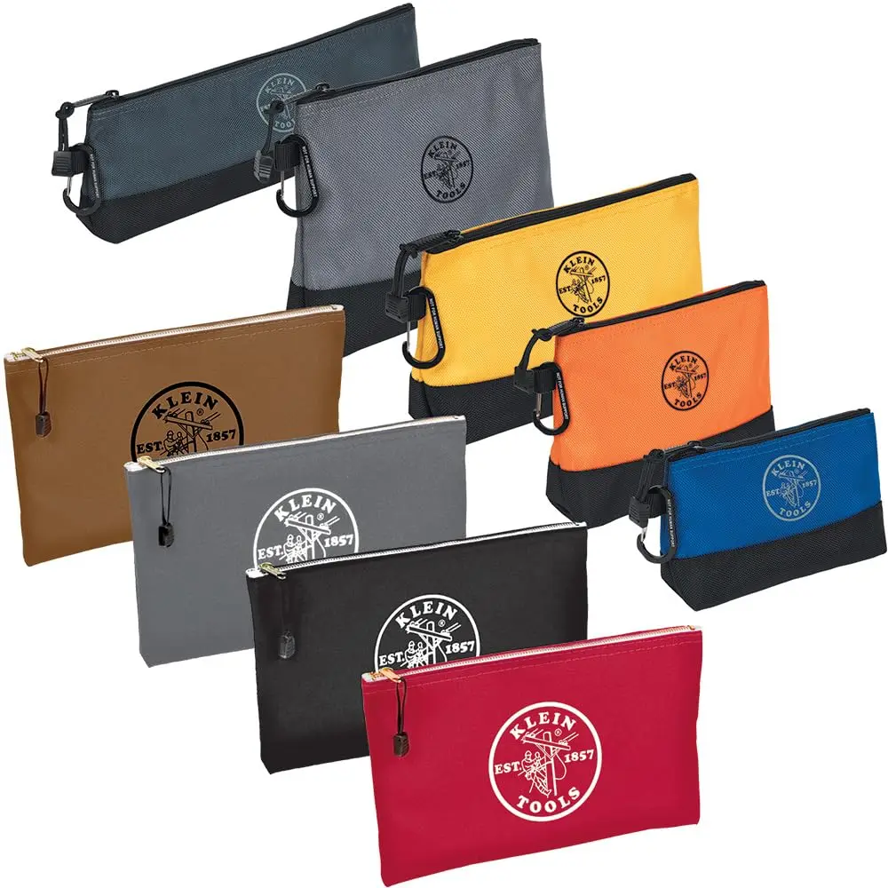 

80183 Zipper Tool Bag Set, (5) Stand-Up Water-Resistant 1680D Pouches With Carabiners And (4) 12.5 X 7-Inch Canvas Utility