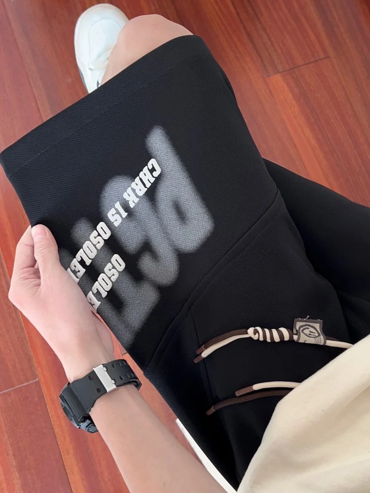 

Свободные мужские баскетбольные шорты, летние молодежные повседневные спортивные брюки до колен, американские стильные брюки с принтом для подростков