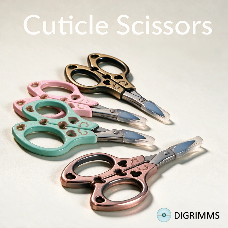 Professional Stainless Steel Curved Manicure Scissors Sharp Blades Portable Beauty Scissors for Eyebrow Shaping Nail Cuticle Han