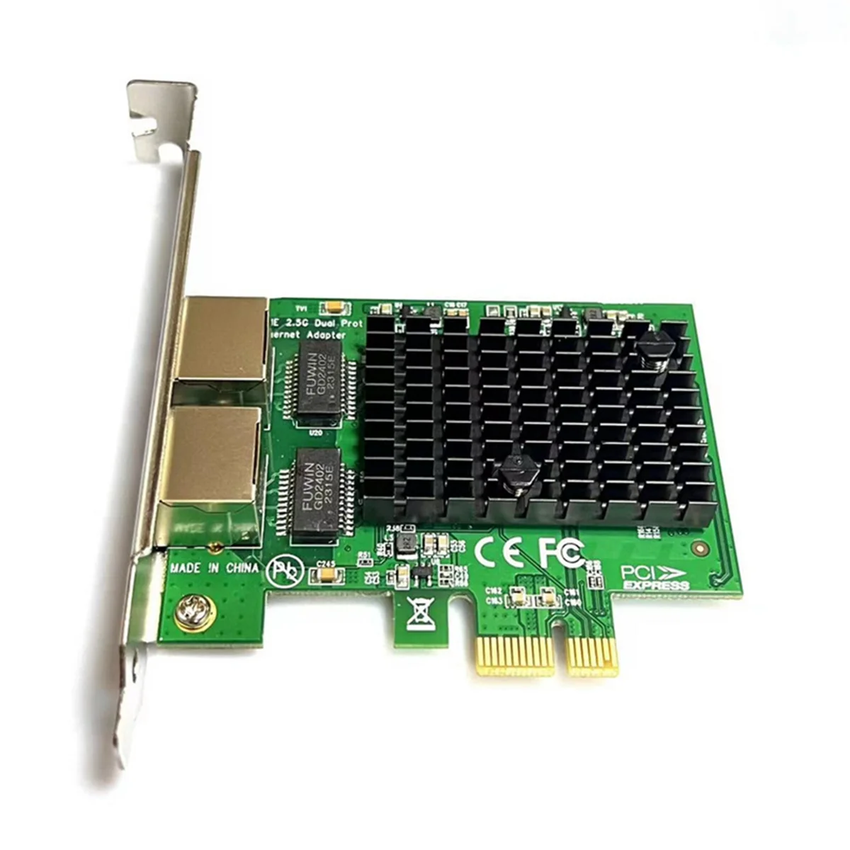 Carte réseau PCIe pour ordinateur de bureau, adaptateur Ethernet 2.5 Gigabit, puce RTL8125BG, PCI-E LAN, 2 ports, 2.5G