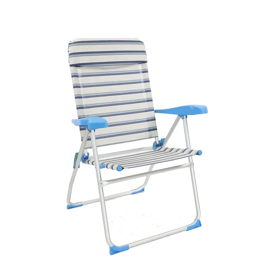 Customized 8-position adjustable portable high-back folding sun beach leisure chair