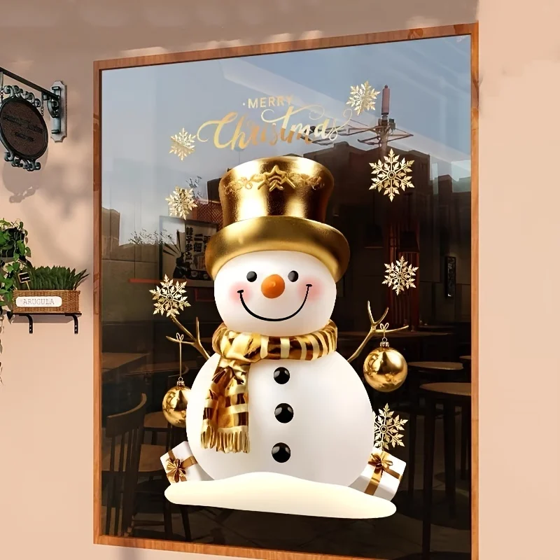 1Set Schneemann Weihnachten Fenster Aufkleber Statische Cling Glas Aufkleber Wasserdicht für Home Schaufenster Outdoor Urlaub Dekorationen