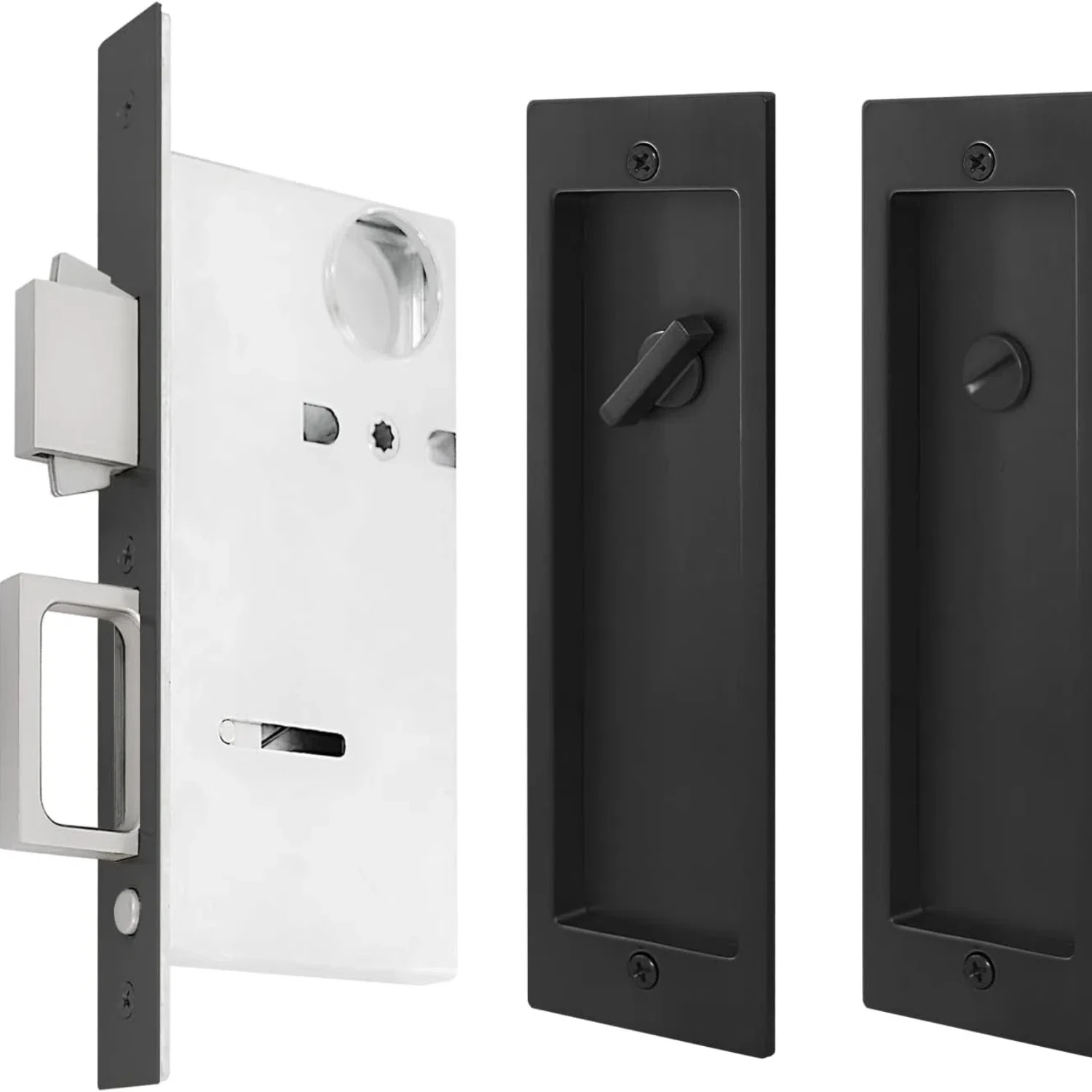 

Pocket Door Privacy Lock,Modern Rectangular Pocket Door Hardware,Door Lock,Finger Flush Pulls with Edge Pull for Sliding Doors