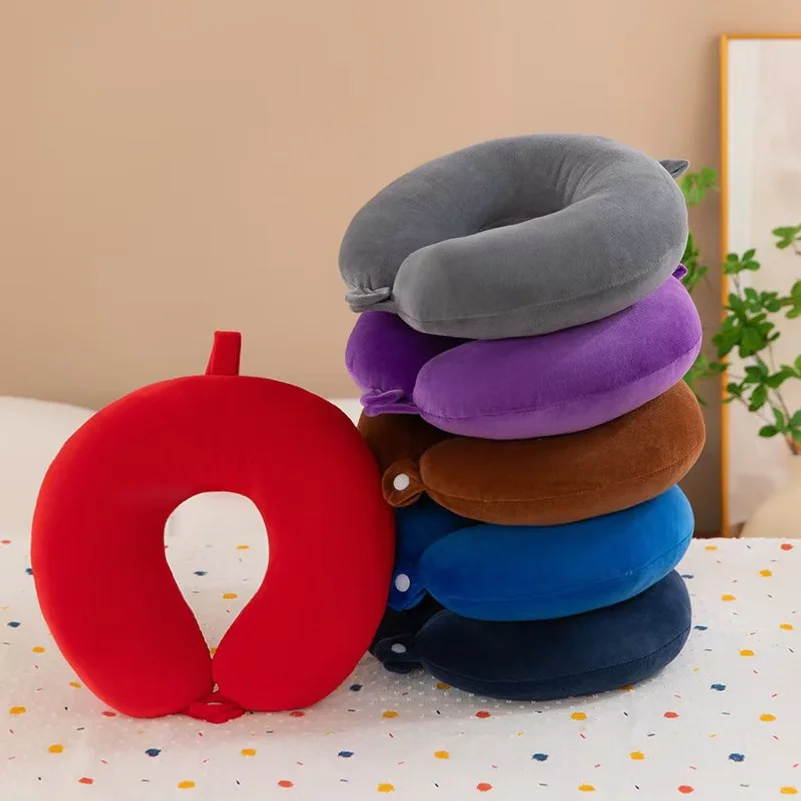 Solid-color neck pillow, U-shaped pillow, PP cotton filling, suitable for driving, travel, and office naps
