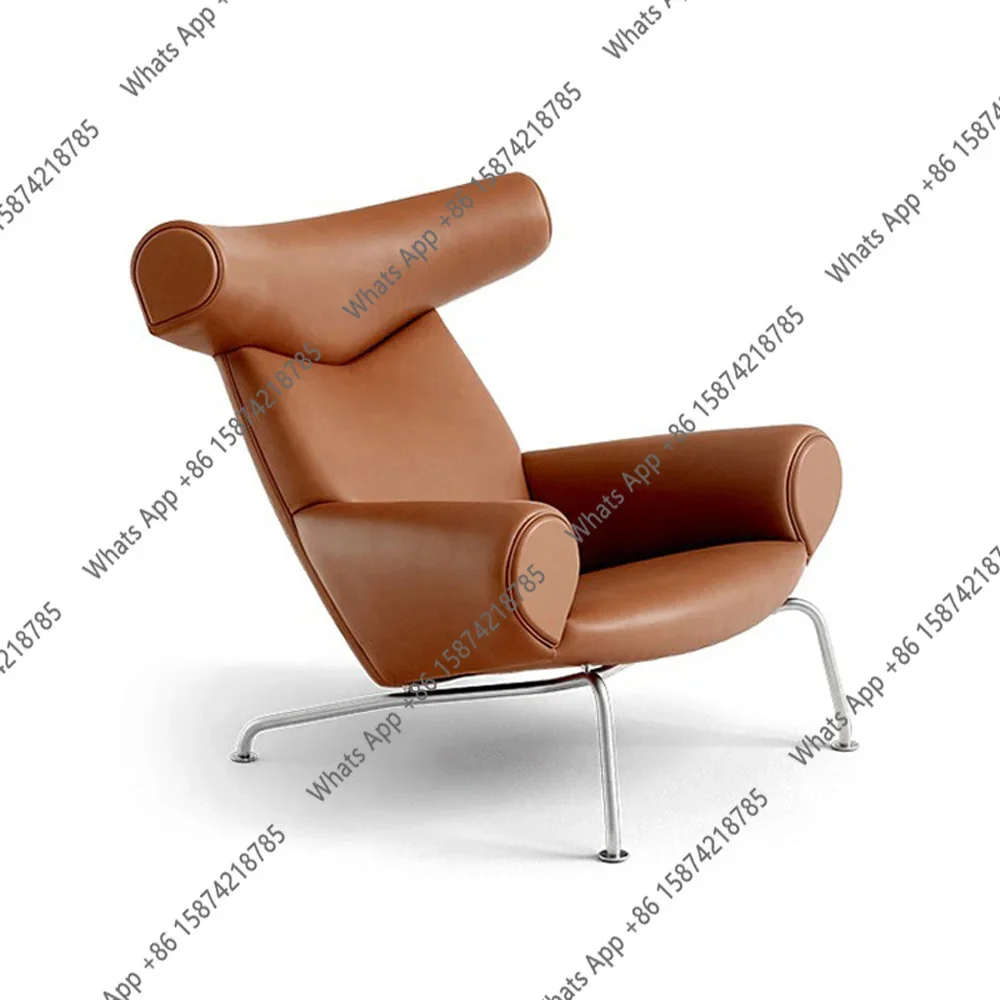 

Высококачественное современное кресло для отдыха с кожаными вставками и пуфиком, роскошное кресло-диван для гостиной