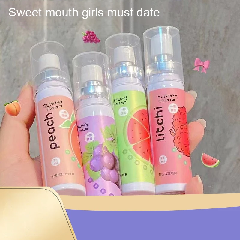 Oral Fresh Spray 22ml Mouth Freshener 5 Smell Fresh Breath Mouth Fruit Litchi Peach Grape Flavor Persistent Portable Oral Care