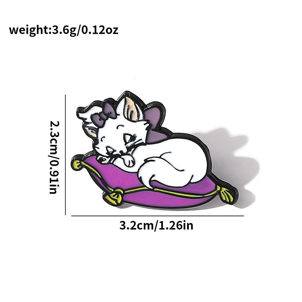 1 Set Anime The Aristocats Brooch Cute Marie Cat Enamel Pin Backpack Clothing Jewelry Metal Badges Accessories Gifts for Friends