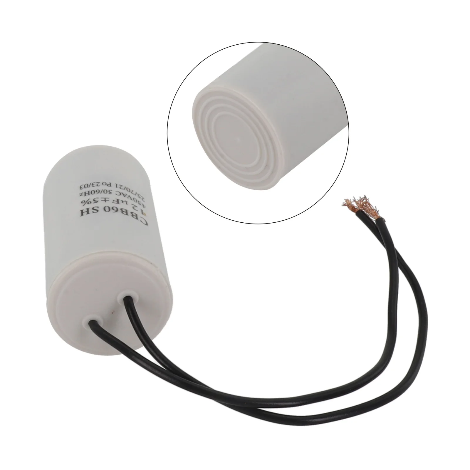 Practical Run Capacitor CBB60 For Motor Plastic Run Round Capacitor 50 / 60Hz W/Wire 20uf 40/70/21 450V AC Practical