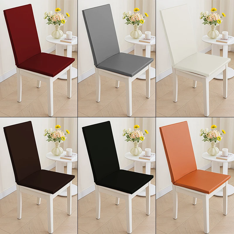 

Waterproof PU Leather Chair Cover Thick Sponge Cushion Integrated Backrest Seat Cover Office Hotel Dining Seat Cushion Cover