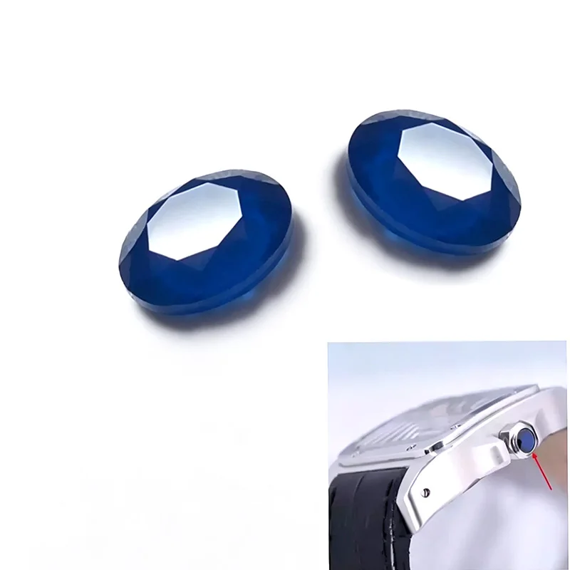 1PC Watch Crown Sapphire Replacement Flat Sapphire For Cartier Santos Series Watch Accessories