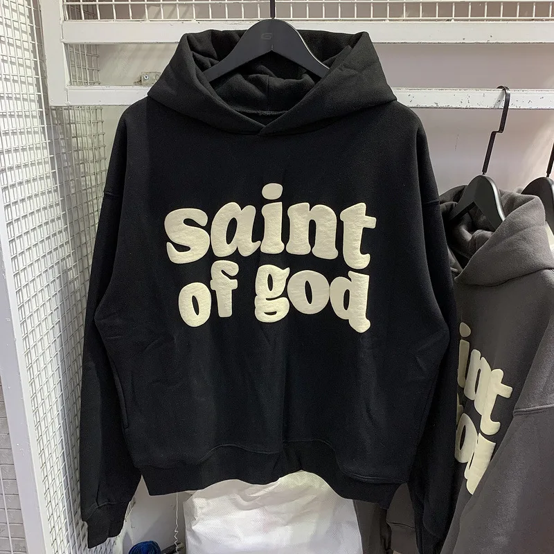 Men's hoodie 100% Pure cotton Saint Of God Hoodie Women Puff Print Sweatshirts Oversize Pullovers Fleece Hooded