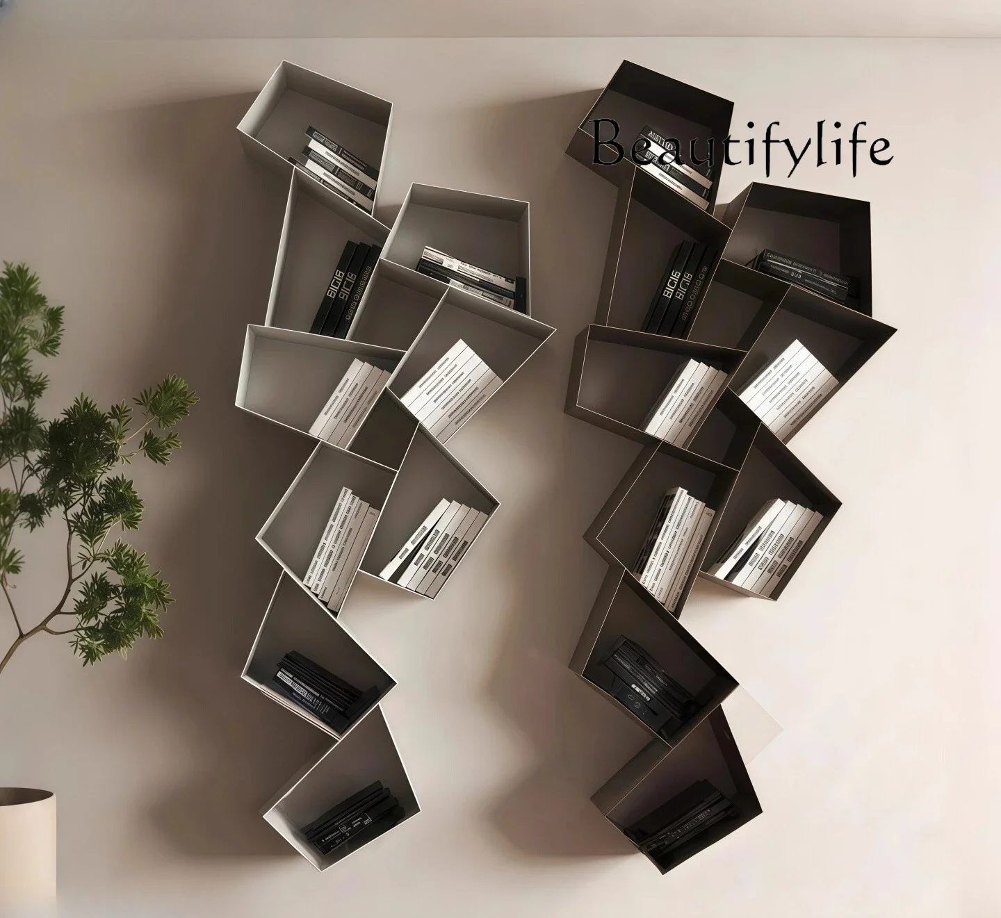 

J Creative Wall-mounted Paint Bookshelf Household Special-shaped Small Bookcase Living Room Shelf Art Background Decorative Shel