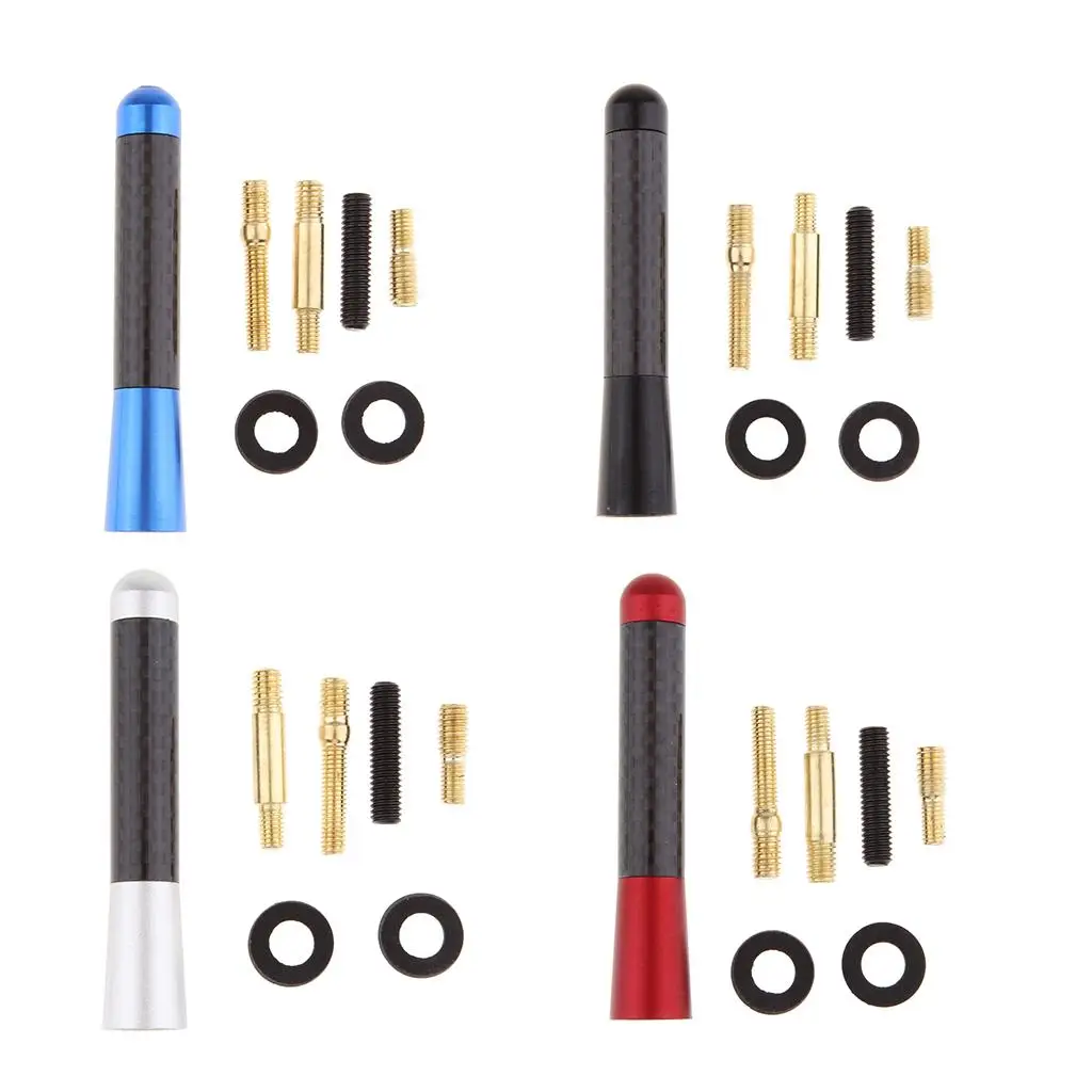 

3.1inch Short Carbon Fiber Vehicle Car AM/FM Radio Antenna Polished Aluminum Universal Replacement