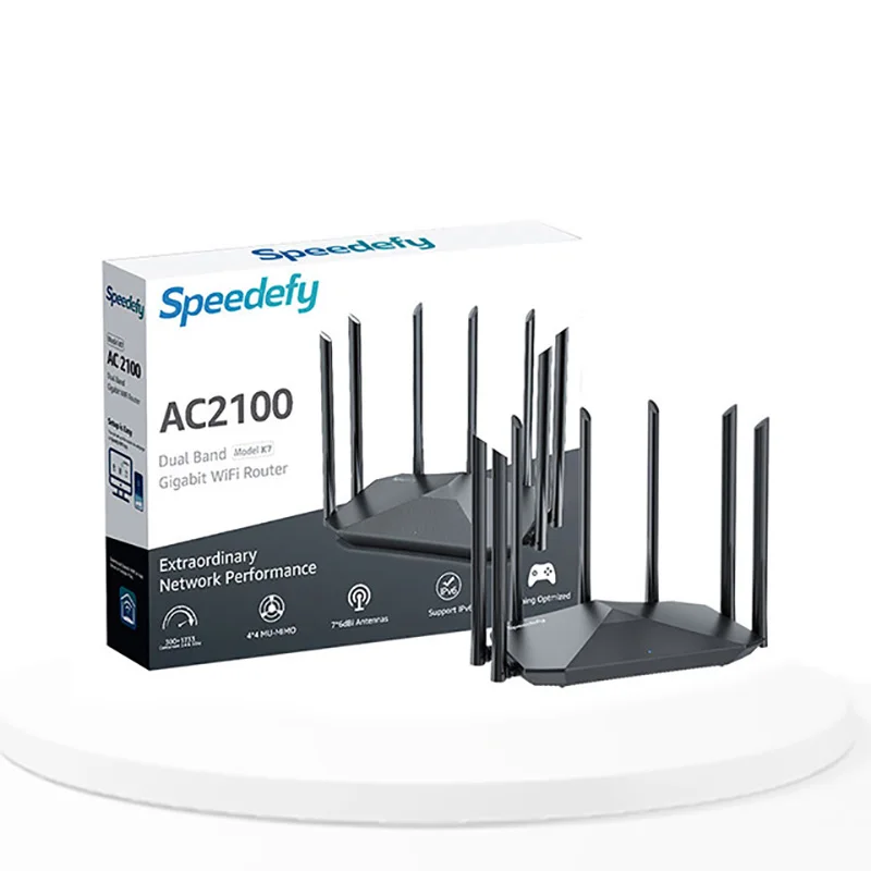 AC2100 3*10/100/1000Mbps Lan Ports 7*6dBi l Dual Band Antennas Wifi Access Point Router 300Mbps 2.4GHz,1733Mbps 5GHz Router