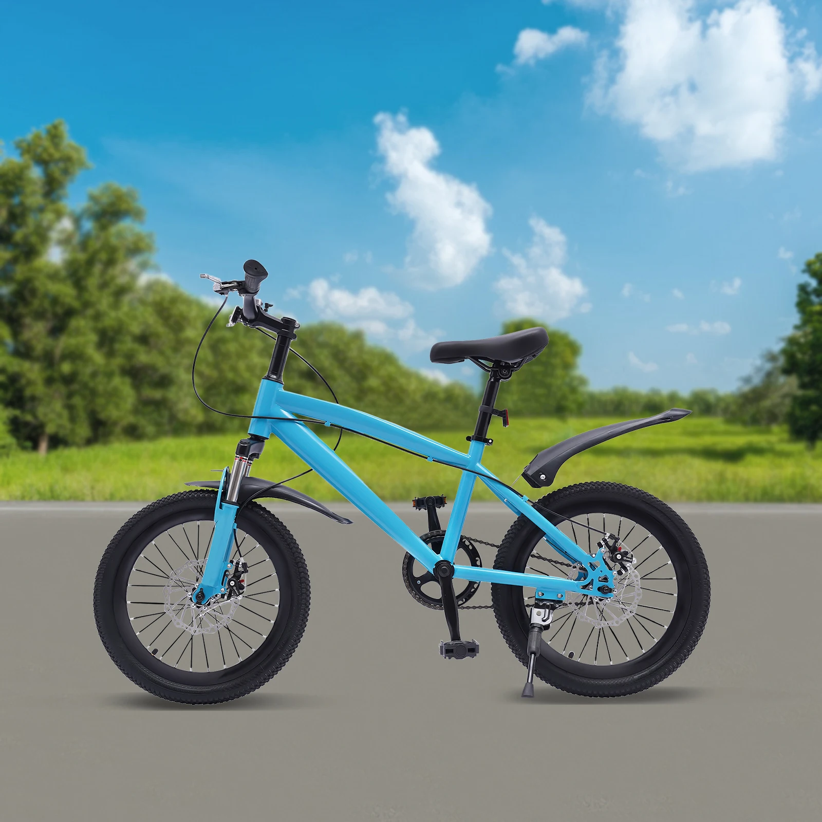 Blue and Black 18 Inch One Speed Kid’s Bike High-carbon Steel Anti-skid Children's Bike 60kg Kids Bike