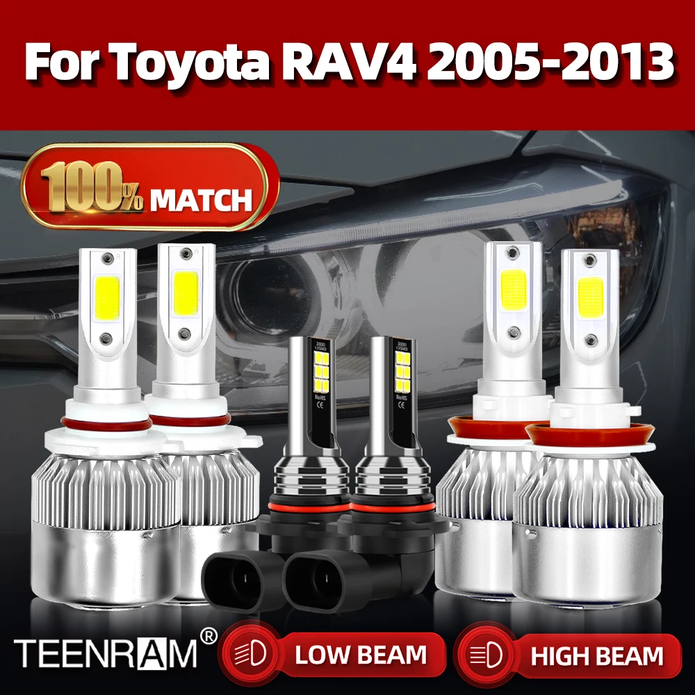 6PCS 240W LED Canbus 40000LM Car Headlight H11 9005 Led Bulb Turbo Lamp 6000K For Toyota RAV4 2005-2008 2009 2010 2011 2012 2013