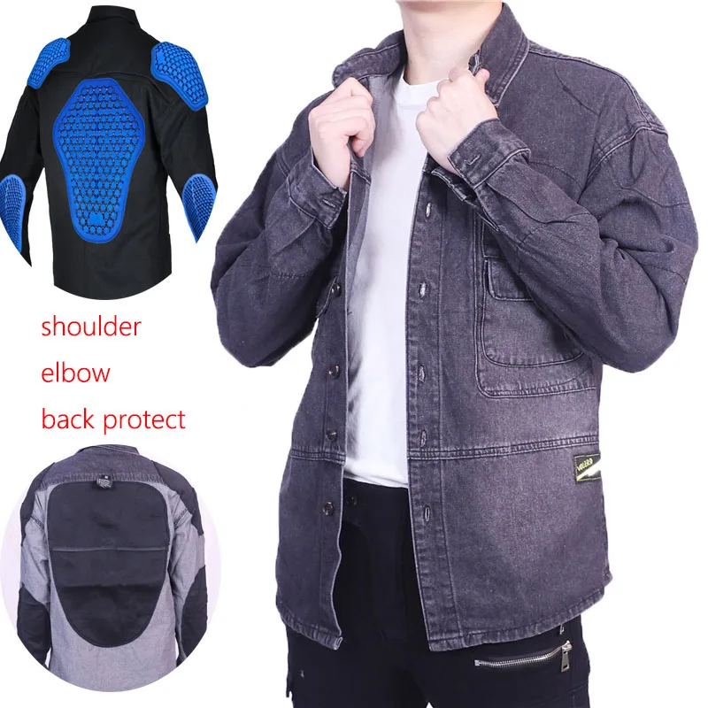 Men Woman Summer Riding Motorcycle Jacket Motorbike Riding Coat With 5pcs Protective pads Motorcycle Jacket Denim Jacket