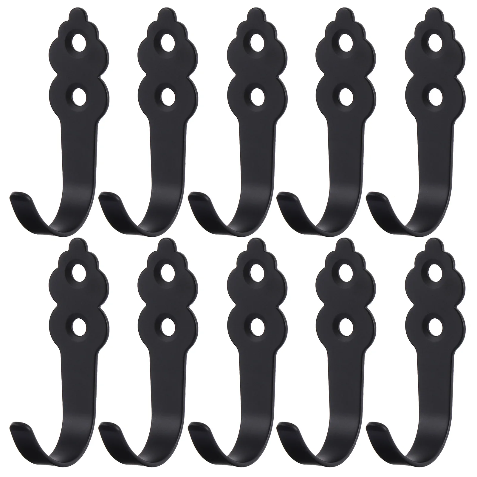 

10pcs Coat Hooks Space Saver Iron Wall Hanger Retro Home Decor Bedroom Bathroom Office Entryway Hallway Organizer Black
