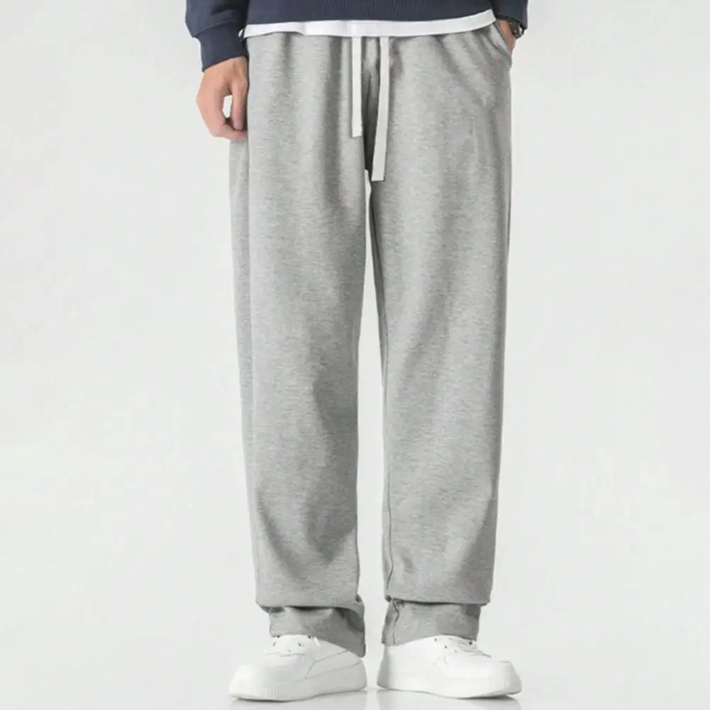 Drawstring Waist Comfort Pants American Style Relaxed Fit Pants Men's Baggy Sweatpants Loose Fit Straight Leg Trousers for Gym