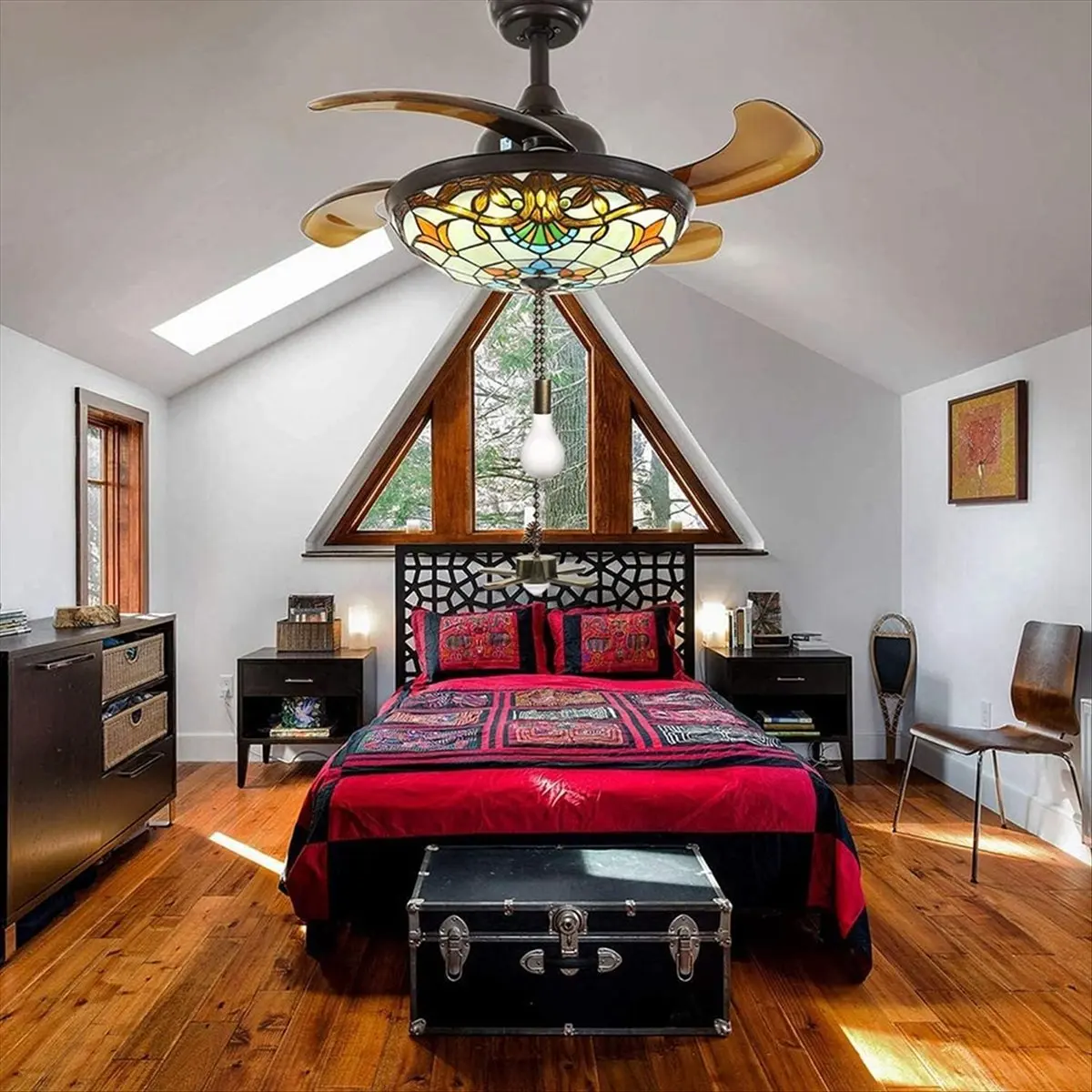 Set di catenelle per ventilatore da soffitto - 13,6 pollici, rame, design ventola e lampadina, 2 pezzi oro