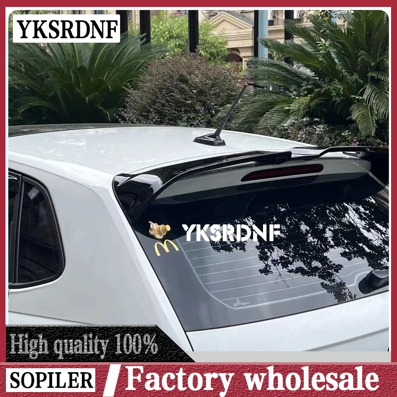 For Volkswagen VW 2019 2020 2021 2022 New Model Polo Plus Spoiler Carbon Fiber Look or Glossy Black ABS Rear Roof Wing