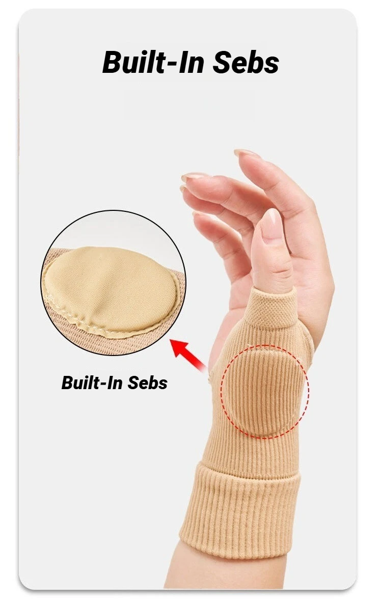 1 Paar Handgelenk-Daumen-Kompressionshandschuhe für Arthritis, atmungsaktive Stützbandage, gestrickte Finger-Schutzpolster, Sport-Sicherheits-Handgelenkbandage – Detail 5