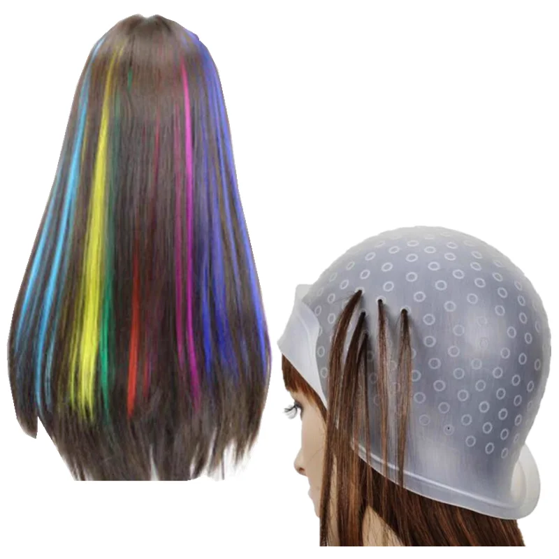 1 Set Reusable Hair Colouring Highlighting Dye Cap With Hooks Frosting Tipping Color Styling Professional Tools Wholesale