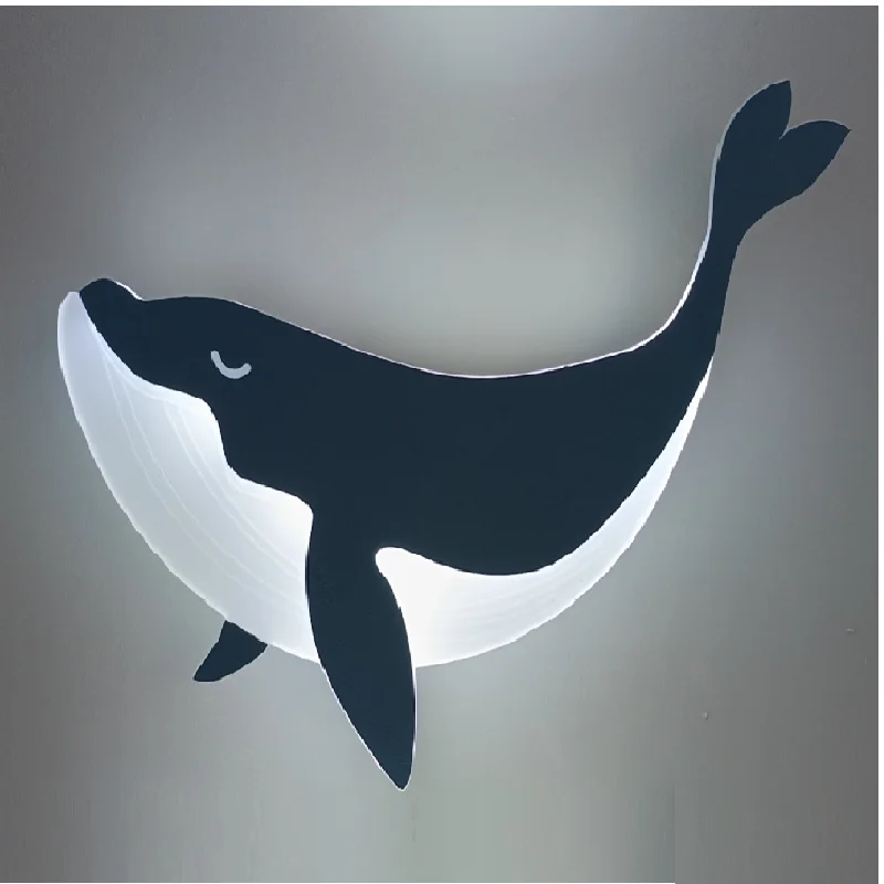 

New Cartoon Dolphin - shaped Wall Lamp for Kids' Room, Bedroom Bedside Lamp for Boys, Whale - themed Desk Reading Lamp